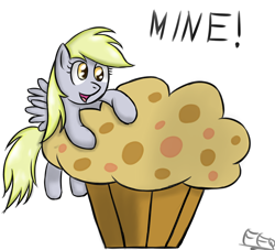 Size: 1200x1090 | Tagged: safe, artist:freefraq, derpy hooves, pegasus, pony, g4, food, giant muffin, muffin, simple background, solo, that pony sure does love muffins, transparent background