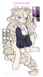 Size: 1089x1920 | Tagged: safe, artist:kapello, oc, oc only, pony, unicorn, beanbrows, clothes, eyebrows, sitting