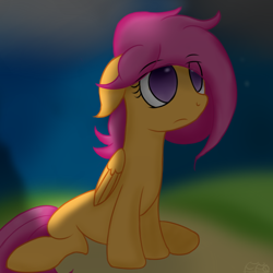 Size: 900x900 | Tagged: safe, artist:freefraq, scootaloo, pegasus, pony, g4, empty eyes, female, pregnant, pregnant scootaloo, sad, solo