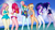 Size: 2560x1440 | Tagged: safe, artist:ratachu666, applejack, fluttershy, pinkie pie, rainbow dash, rarity, sci-twi, twilight sparkle, human, equestria girls, g4, 3d, arm behind head, armpits, ass, balloonbutt, bare shoulders, bikini, breasts, butt, clothes, cutie mark on equestria girl, female, glasses, hair over one eye, humane five, humane six, koikatsu, looking at you, one-piece swimsuit, rearity, sci-twi swimsuit, sci-twibutt, sleeveless, swimsuit, twibutt