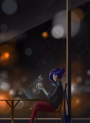 Size: 4400x6000 | Tagged: safe, artist:tao-mell, rarity, human, g4, coffee, female, humanized, solo, table