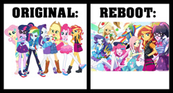 Size: 1024x548 | Tagged: safe, artist:cartoonmasterv3, artist:ryuu, angel bunny, applejack, fluttershy, pinkie pie, rainbow dash, rarity, sci-twi, sunset shimmer, twilight sparkle, human, rabbit, equestria girls, g4, my little pony equestria girls: better together, animal, anime, applebetes, clothes, colored, comments locked down, cute, dress, equestria girls reboot, female, graveyard of comments, group, humane five, humane seven, humane six, pixiv, rarity peplum dress, reboot, reboot series, save equestria girls, skirt, sleeveless