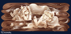 Size: 1900x903 | Tagged: safe, artist:neonishe, oc, oc only, oc:delusive rose, oc:moondrive, bat pony, pony, unicorn, chocolate, cute, food, hot chocolate, marshmallow, rubronycon