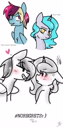 Size: 2000x4000 | Tagged: safe, artist:sirena-flitter, oc, oc only, pegasus, pony, unicorn, blushing, female, heart, horn, mare, next generation, offspring, parent:oc:artie brush, parent:oc:perry notes, parent:oc:star, parent:oc:viv, parents:oc x oc, simple background, smiling, white background, wings