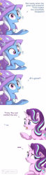 Size: 1012x3840 | Tagged: safe, artist:golden bloom, starlight glimmer, trixie, pony, unicorn, g4, comic, simple background, snow, snowflake, white background