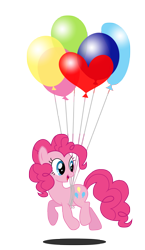 Size: 2669x4617 | Tagged: safe, artist:techrainbow, pinkie pie, earth pony, pony, g4, balloon, female, floating, high res, simple background, solo, then watch her balloons lift her up to the sky, transparent background, vector