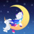 Size: 1280x1280 | Tagged: safe, artist:aledera, oc, oc only, oc:seaside nebula, pegasus, pony, crescent moon, female, gradient background, mare, moon, sky, sleeping, sleeping on moon, solo, stars, tangible heavenly object