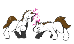 Size: 1500x900 | Tagged: safe, artist:boundbrush, oc, oc only, pony, unicorn, bele, duo, let that be your last battlefield, lokai, male, ponified, simple background, star trek, star trek (tos), transparent background