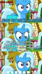 Size: 720x1280 | Tagged: safe, edit, edited screencap, screencap, trixie, pony, unicorn, g4, student counsel, comic, female, mare, screencap comic, solo, spanish, translated in the comments