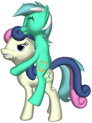 Size: 1378x1832 | Tagged: artist needed, source needed, safe, bon bon, lyra heartstrings, sweetie drops, earth pony, pony, unicorn, g4, 3d, amused, angry, bon bon is not amused, cute, duo, duo female, eyes closed, female, grin, gritted teeth, happy, l.u.l.s., lyra is amused, lyra riding bon bon, lyrabetes, ponies riding ponies, riding, ship:lyrabon, shipping, simple background, smiling, teeth, transparent background, unamused