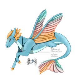 Size: 1920x1920 | Tagged: safe, artist:sheabeeprime, oc, oc only, hybrid, pony, seapony (g4), fin wings, fins, fish tail, jewelry, looking at you, necklace, seaponified, simple background, smiling, solo, species swap, tail, transparent background, wings