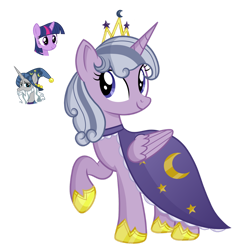 Size: 1280x1360 | Tagged: safe, artist:tenderrain-art, star swirl the bearded, twilight sparkle, oc, alicorn, pony, g4, clothes, female, mare, offspring, parent:star swirl the bearded, parent:twilight sparkle, simple background, transparent background