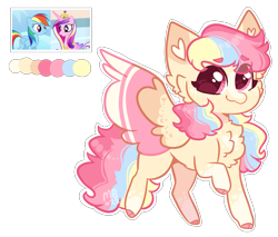 Size: 1905x1622 | Tagged: safe, artist:moccabliss, princess cadance, rainbow dash, oc, pegasus, pony, g4, female, filly, foal, magical lesbian spawn, offspring, parent:princess cadance, parent:rainbow dash, parents:cadash, simple background, transparent background