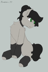Size: 593x882 | Tagged: safe, artist:number_79, oc, oc only, oc:blackie, pony, clothes, collar, female, sitting, sketch, socks, solo