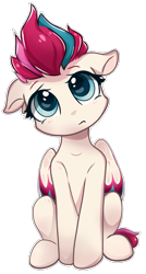 Size: 976x1821 | Tagged: safe, artist:eris azure, zipp storm, pegasus, pony, g5, adorazipp, blushing, confused, cute, female, floppy ears, full body, head tilt, looking at you, mare, simple background, sitting, solo, transparent background