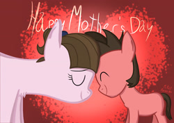 Size: 3508x2480 | Tagged: safe, artist:ace play, part of a set, oc, oc only, oc:ace play, oc:charm palette, earth pony, pony, blank flank, colt, duo, female, foal, high res, male, mare, mother and child, mother and son, mother's day, nuzzling, younger