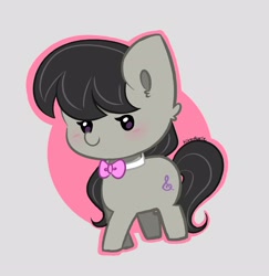 Size: 3062x3152 | Tagged: safe, artist:kittyrosie, octavia melody, earth pony, pony, g4, abstract background, blushing, cheek fluff, chibi, cute, ear fluff, high res, simple background, solo, tavibetes