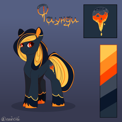 Size: 3500x3500 | Tagged: safe, artist:neonishe, oc, oc only, oc:foundy, earth pony, pony, cute, cutie mark, high res, reference sheet, rubronycon, solo