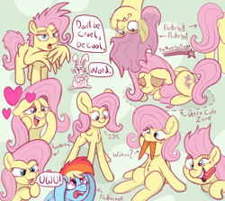 Size: 3332x2992 | Tagged: safe, artist:doodledonutart, angel bunny, fluttershy, rainbow dash, bat pony, pegasus, pony, rabbit, g4, animal, bat ponified, butt, carrot, cute, daaaaaaaaaaaw, flutterbat, flutterbutt, food, funny face, heart, high res, multeity, plot, race swap, so much flutter, the more you know, uwu