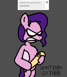 Size: 1237x1417 | Tagged: safe, artist:professorventurer, pipp petals, pegasus, pony, series:ask pippamena, g5, my little pony: a new generation, angry, baseball bat, bipedal, chest fluff, female, gritted teeth, mare, offended, pipp petals is not amused, teeth, this will end in pain and/or death, unamused, worldstar