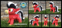 Size: 3825x1754 | Tagged: safe, artist:peruserofpieces, oc, oc only, oc:thunder, hippogriff, beak, convention, irl, looking at you, male, mascot, photo, plushie, seaquestria fest, smiling, solo, standing, wings