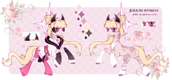 Size: 1920x901 | Tagged: safe, artist:dillice, oc, oc only, pony, clothes, deviantart watermark, duo, female, mare, obtrusive watermark, rearing, reference sheet, scarf, watermark