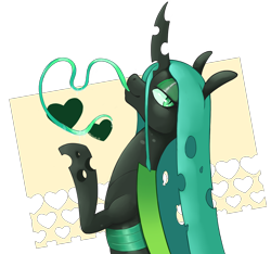 Size: 2472x2316 | Tagged: safe, artist:wild-thunder06, queen chrysalis, changeling, g4, heart, high res, long tongue, looking at you, simple background, solo, tongue out, transparent background