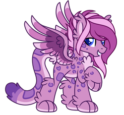 Size: 2018x1870 | Tagged: safe, artist:lupulrafinat, oc, oc only, oc:wild dawn, hybrid, chest fluff, grin, male, simple background, smiling, solo, stallion, transparent background, wings