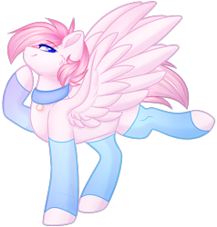 Size: 1786x1879 | Tagged: safe, artist:purplegrim40, oc, oc only, pegasus, pony, choker, clothes, commission, leg warmers, pegasus oc, raised hoof, simple background, smiling, solo, transparent background, wings, ych result