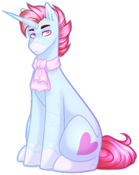 Size: 942x1181 | Tagged: safe, artist:purplegrim40, oc, oc only, pony, unicorn, clothes, horn, male, scarf, simple background, solo, stallion, transparent background, unicorn oc