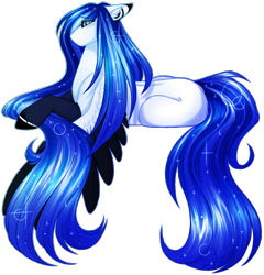 Size: 1569x1633 | Tagged: safe, artist:purplegrim40, oc, oc only, pegasus, pony, ethereal mane, pegasus oc, simple background, smiling, solo, starry mane, transparent background, wings