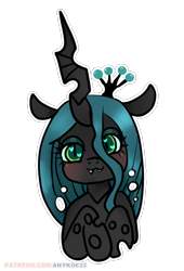 Size: 610x896 | Tagged: safe, artist:anykoe, derpibooru exclusive, queen chrysalis, changeling, changeling queen, semi-anthro, canterlot wedding 10th anniversary, g4, :3, arm hooves, crown, cute, cutealis, female, heart, heart eyes, horn, jewelry, regalia, simple background, solo, transparent background, wingding eyes