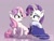 Size: 1024x768 | Tagged: safe, artist:golden bloom, rarity, sweetie belle, pony, unicorn, g4, belle sisters, duo, duo female, female, mare, older, older rarity, older sweetie belle, siblings, simple background, sisters, the cmc's cutie marks
