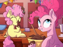 Size: 1024x768 | Tagged: safe, artist:golden bloom, li'l cheese, pinkie pie, earth pony, pony, the last problem, colt, cute, diapinkes, female, foal, li'l cheesebetes, male, mother and child, mother and son, older, older pinkie pie