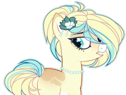 Size: 2819x2127 | Tagged: safe, artist:toffeelavender, oc, oc only, earth pony, pony, base used, butt, eyelashes, female, flower, flower in hair, high res, jewelry, mare, necklace, pearl necklace, plot, simple background, solo, transparent background
