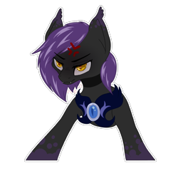 Size: 2300x2300 | Tagged: safe, artist:falses, oc, oc only, oc:star crossed, bat pony, pony, angry, angry eyes, armor, cross-popping veins, ear fluff, fangs, high res, imminent murder, markings, night guard armor, purple mane, simple background, solo, streets of chicolt: a totally legitimate business venture, transparent background