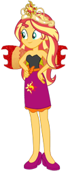 Size: 912x2277 | Tagged: safe, artist:fireluigi29, artist:user15432, sunset shimmer, fairy, human, equestria girls, g4, bare shoulders, big crown thingy, clothes, crown, cutie mark on clothes, dress, element of empathy, element of forgiveness, fairy princess, fairy wings, fairyized, fall formal outfits, female, hand on hip, high heels, jewelry, pink dress, red wings, regalia, shoes, simple background, sleeveless, solo, strapless, transparent background, wings