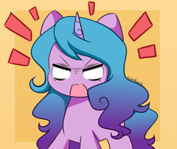 Size: 5033x4242 | Tagged: safe, artist:kittyrosie, izzy moonbow, pony, unicorn, g5, absurd resolution, angry, anime style, blank eyes, cross-popping veins, cute, izzybetes, madorable, open mouth, solo