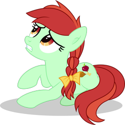 Size: 3447x3437 | Tagged: safe, artist:starcollider, candy apples, earth pony, pony, g4, the summer sun setback, .svg available, apple family member, bow, female, hair bow, high res, mare, simple background, solo, svg, transparent background, vector, worried