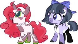 Size: 1280x723 | Tagged: safe, artist:kurosawakuro, oc, oc only, pegasus, pony, unicorn, base used, female, filly, foal, magical lesbian spawn, offspring, parent:babs seed, parent:rumble, parent:sweetie belle, parent:wind sprint, parents:babsbelle, parents:rumblesprint, simple background, transparent background