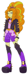 Size: 1284x3369 | Tagged: safe, alternate version, artist:batipin, adagio dazzle, equestria girls, equestria girls specials, g4, my little pony equestria girls: better together, my little pony equestria girls: sunset's backstage pass, bracelet, clothes, female, jacket, jewelry, leather jacket, looking at you, platform boots, platform shoes, shorts, simple background, solo, spiked wristband, transparent background, wristband