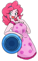 Size: 403x642 | Tagged: safe, artist:batipin, pinkie pie, human, equestria girls, g4, breasts, female, open mouth, party cannon, simple background, solo, transparent background