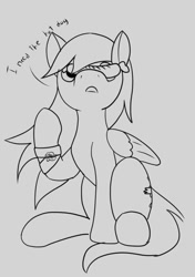 Size: 720x1020 | Tagged: safe, artist:galaxymike, oc, oc only, pegasus, pony, bandage, cute, food, hot dog, meat, sausage, sitting, solo
