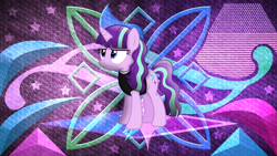 Size: 3840x2160 | Tagged: safe, artist:anime-equestria, artist:laszlvfx, edit, starlight glimmer, pony, g4, alternate hairstyle, high res, solo, wallpaper, wallpaper edit