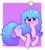 Size: 2191x2421 | Tagged: safe, artist:leo19969525, izzy moonbow, pony, unicorn, g5, abstract background, ball, blue hair, blue tail, blushing, cute, female, hair, high res, horn, hornball, izzy's tennis ball, izzybetes, looking at you, simple background, smiling, smiling at you, solo, tail, tennis ball