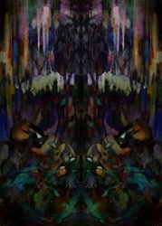 Size: 1642x2291 | Tagged: safe, artist:dearmary, changeling, changeling queen, abstract, female, mirrored, modern art