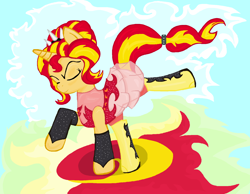 Size: 1700x1322 | Tagged: safe, artist:sallycars, sunset shimmer, pony, unicorn, equestria girls, equestria girls specials, g4, my little pony equestria girls: better together, my little pony equestria girls: forgotten friendship, 2018, eyes closed, female, mare, ms paint, solo
