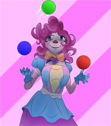 Size: 3000x3400 | Tagged: safe, artist:srfeh2321, pinkie pie, human, equestria girls, g4, breasts, busty pinkie pie, clown, clown makeup, female, high res, juggling, solo