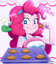 Size: 2408x2720 | Tagged: safe, artist:the-butch-x, pinkie pie, tank, human, tortoise, equestria girls, equestria girls series, g4, the craft of cookies, spoiler:eqg series (season 2), chef's hat, chocolate, cookie, cute, diapinkes, eating, female, food, hat, high res, male, smiling