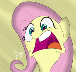 Size: 2689x2549 | Tagged: safe, artist:engi, fluttershy, pegasus, pony, buckball season, g4, bust, faic, female, frown, high res, mare, open mouth, signature, simple background, solo, uvula